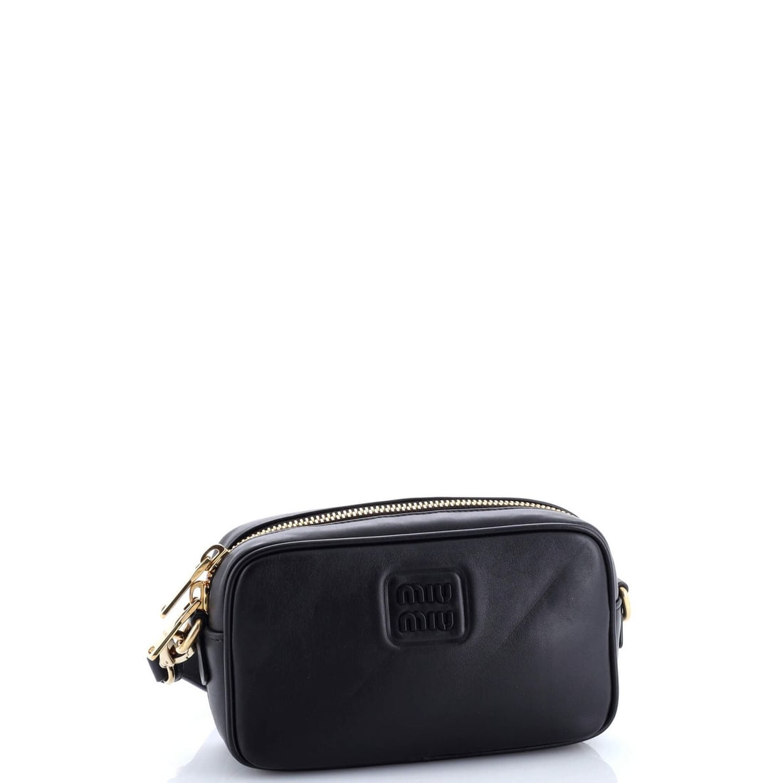 Leather Miu Logo Embossed Camera Bag - 2