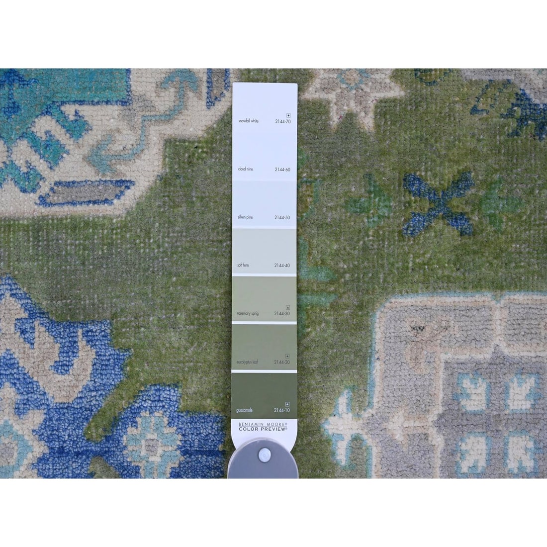 Rug 5'6"x7'7" Green Fusion Kazak Caucasian Design Hand Knotted 100% Wool - 3