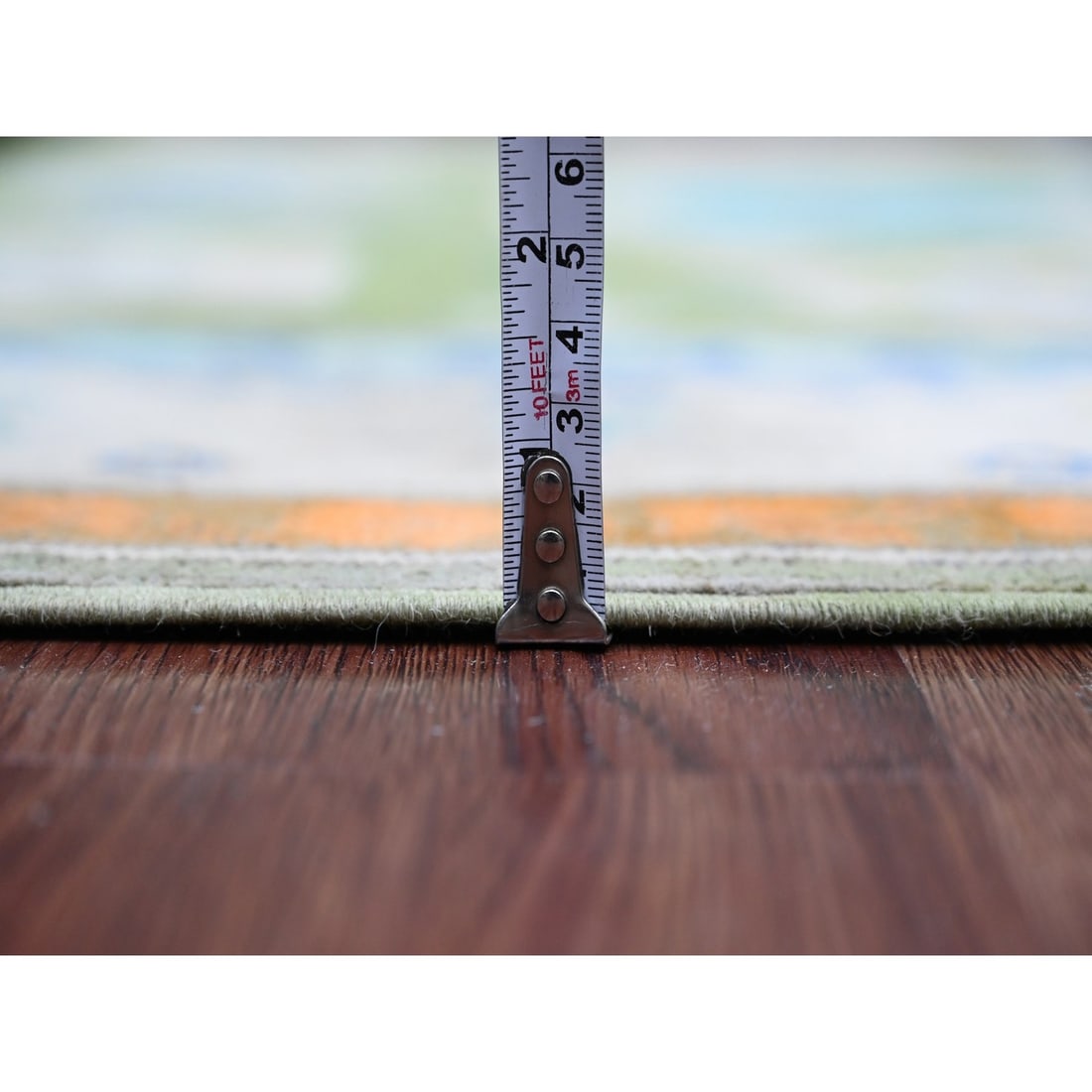 Rug 5'6"x7'7" Green Fusion Kazak Caucasian Design Hand Knotted 100% Wool - 5