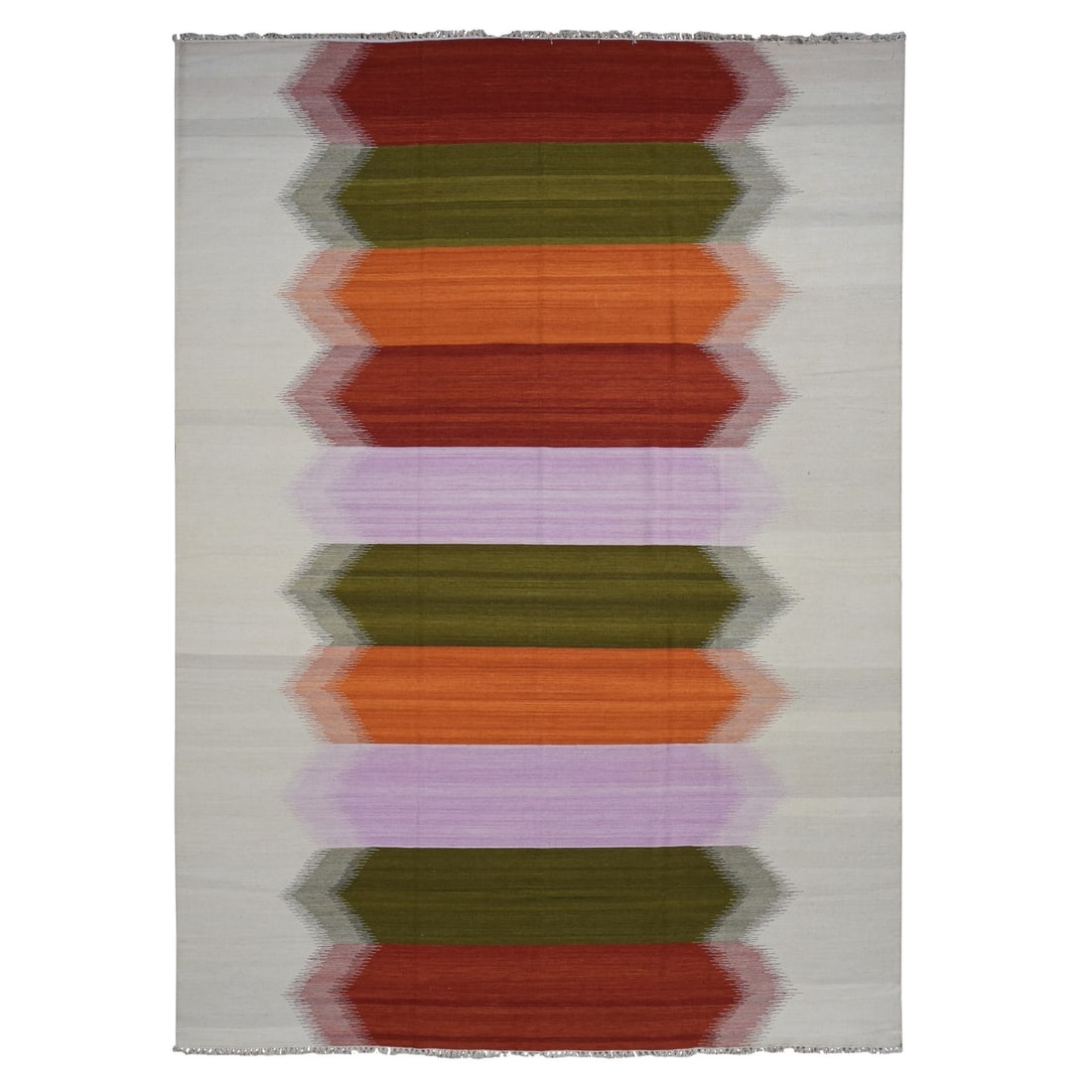 Rug 10'x14'7" Ivory Wool Flat Weave Durie Kilim Hand Woven Reversible (1 of 12)