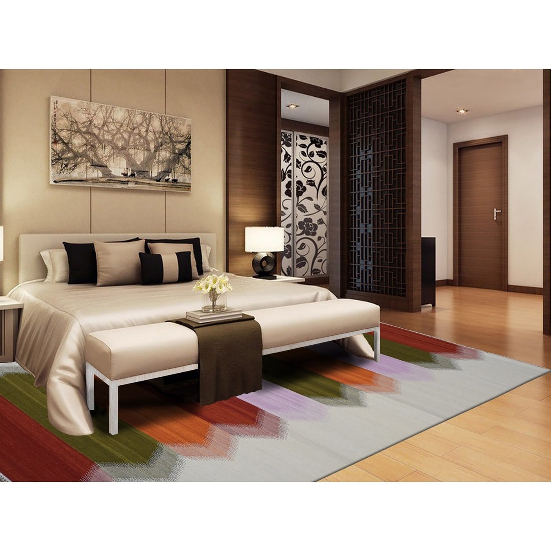 Rug 10'x14'7" Ivory Wool Flat Weave Durie Kilim Hand Woven Reversible - 2