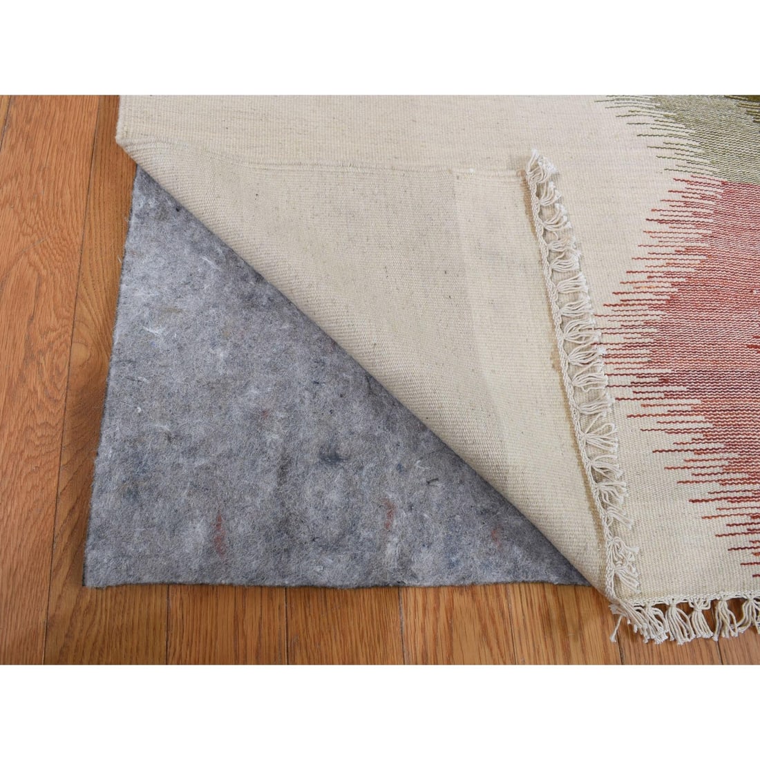 Rug 10'x14'7" Ivory Wool Flat Weave Durie Kilim Hand Woven Reversible - 5