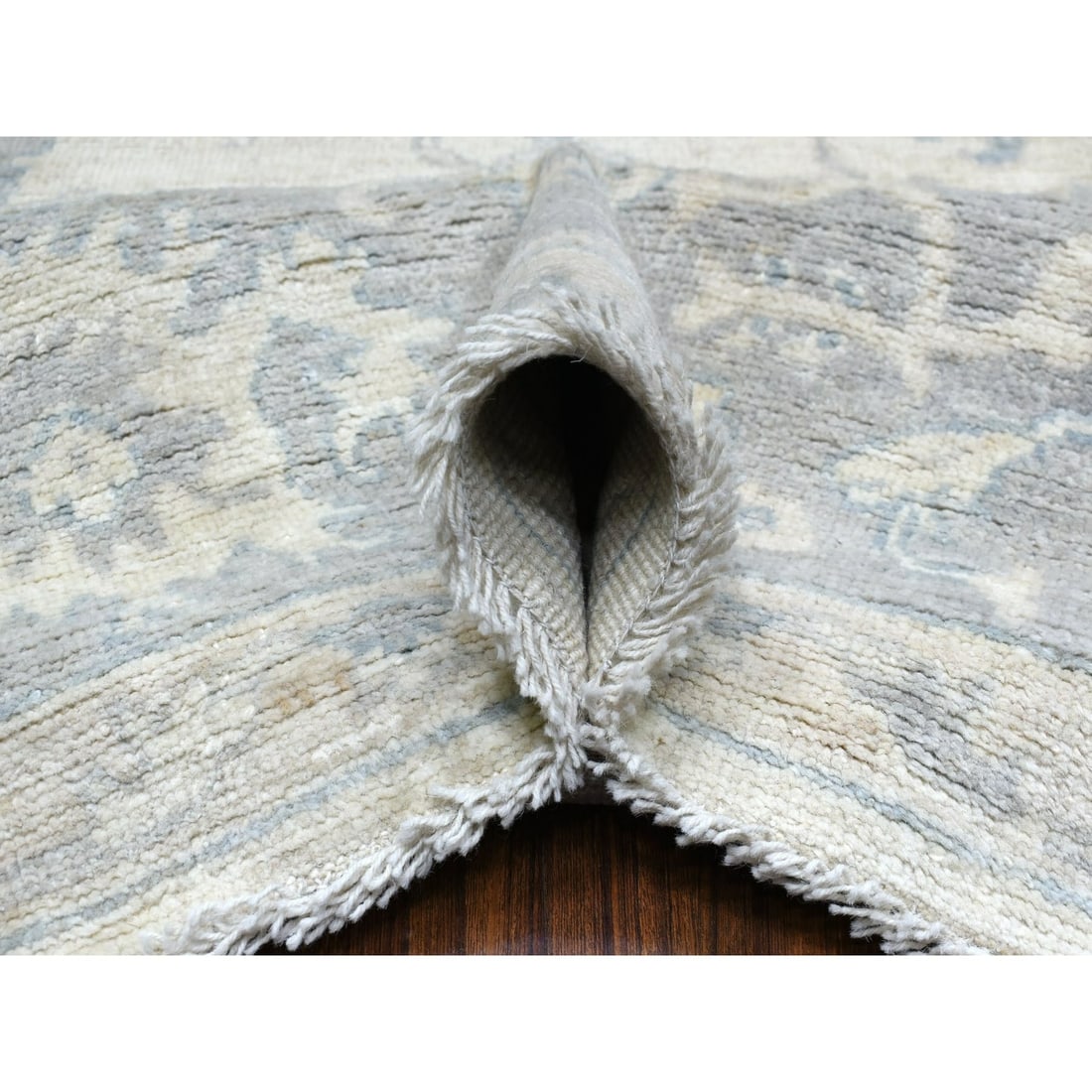 Rug 8'1"x9'8"Gray Afghan Angora Oushak Hand Knotted Natural Wool Oriental - 6
