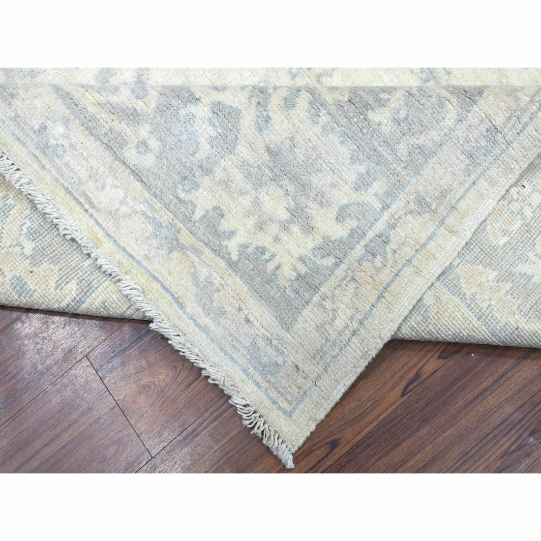 Rug 8'1"x9'8"Gray Afghan Angora Oushak Hand Knotted Natural Wool Oriental - 7