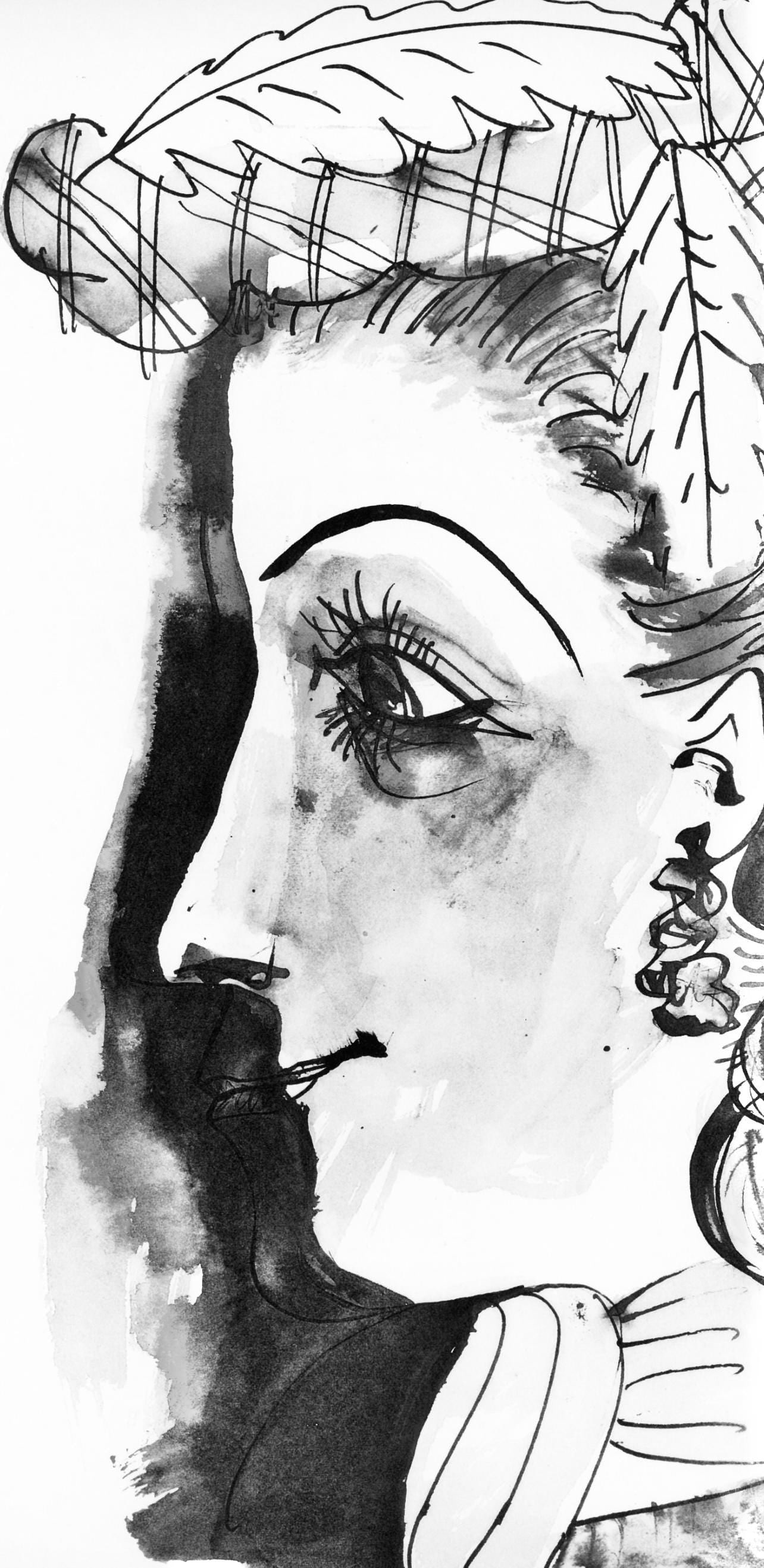 Collotype - Pablo Picasso - Profil de jeune fille en chapeau (Cramer 84; J./ S. 77) - 40 dessins de - 2