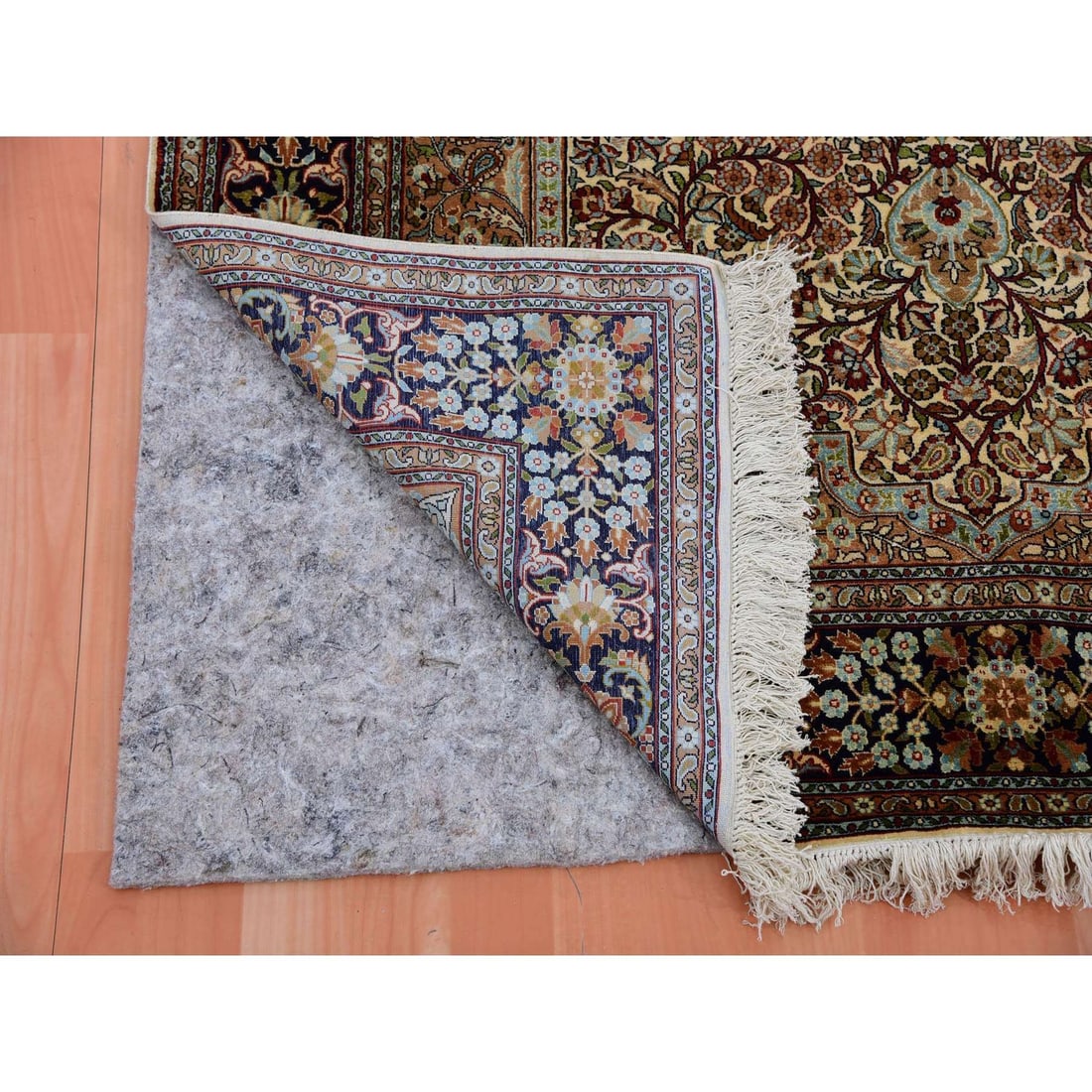Rug 4'1"x6'1" Tobacco Brown Hand Knotted 100% Silk 400 KPSI Oriental - 3