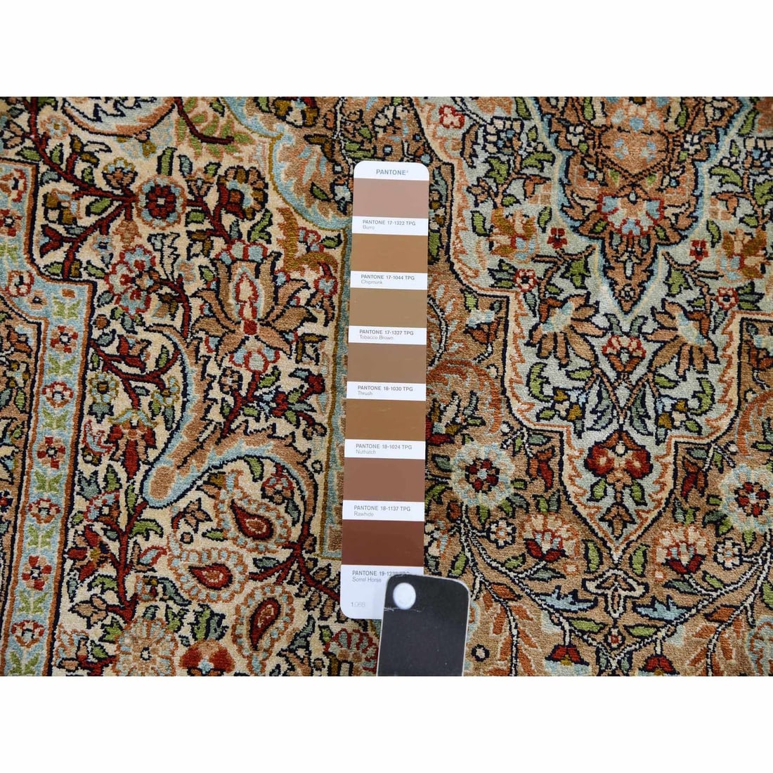 Rug 4'1"x6'1" Tobacco Brown Hand Knotted 100% Silk 400 KPSI Oriental - 4