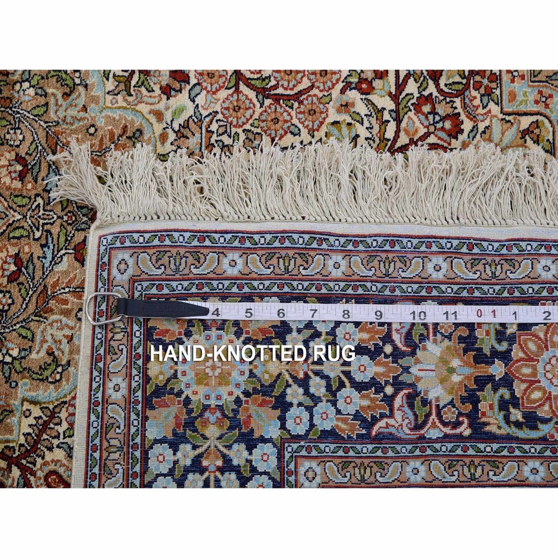 Rug 4'1"x6'1" Tobacco Brown Hand Knotted 100% Silk 400 KPSI Oriental - 7
