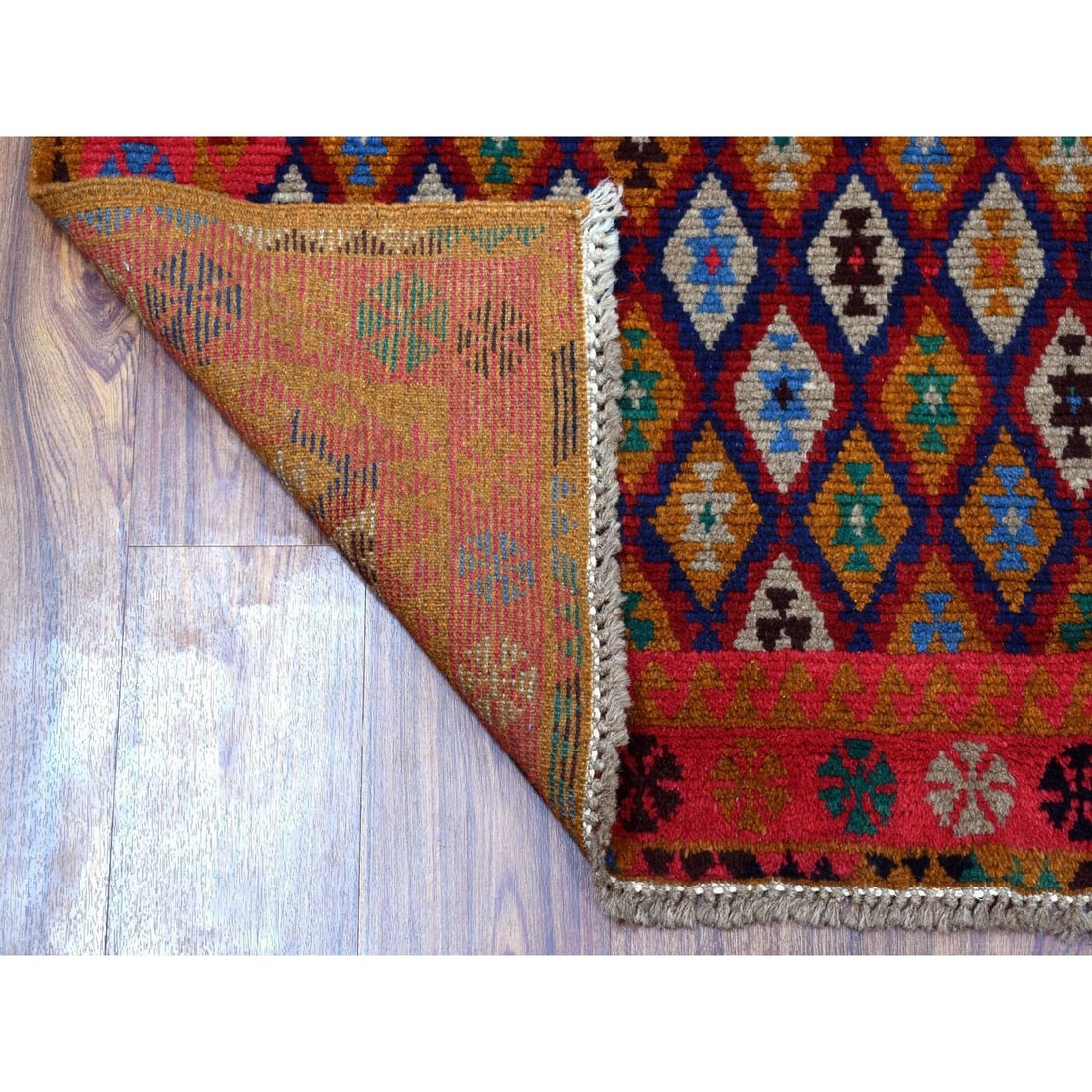 Rug 4'x6'1" All Over Design Hand Knotted Pure Wool Colorful Afghan Tribal - 2