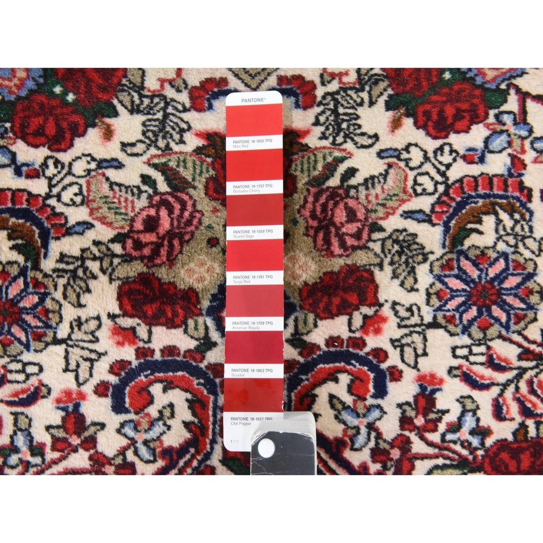 Runner 3'4"x9'4" Ivory Vintage Zoroastrian Flower Design Wool Hand Knotted - 5