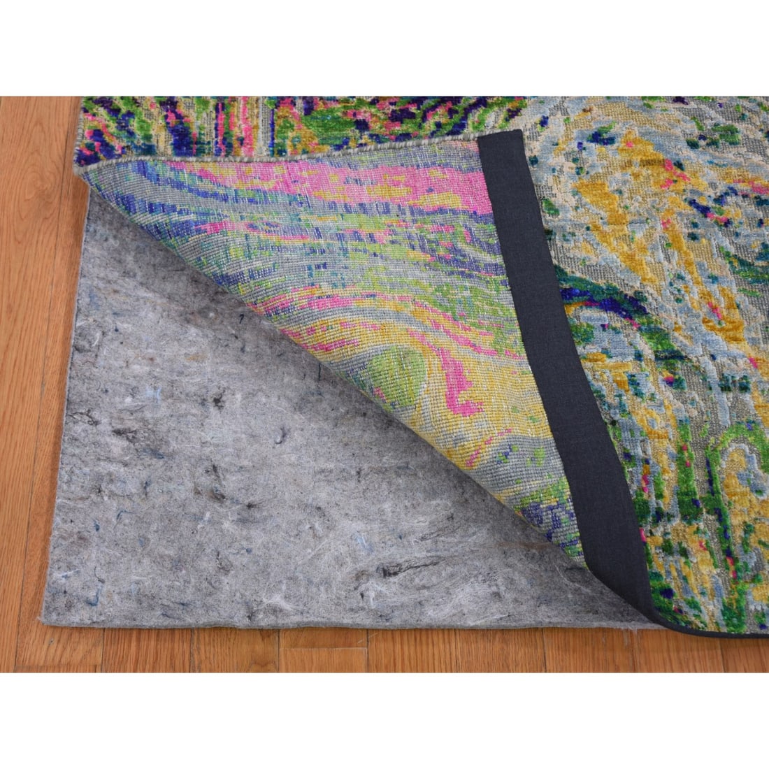 Rug 4'9"x6'7" THE LAVA Sari Silk With Textured Wool Hand Knotted - 3