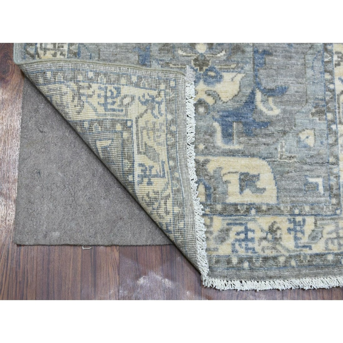 Rug 2'5"x11'7" Hand Knotted Gray Afghan Peshawar Wool Runner - 2