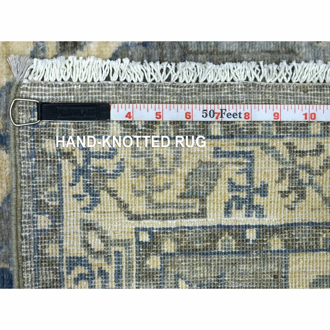 Rug 2'5"x11'7" Hand Knotted Gray Afghan Peshawar Wool Runner - 6
