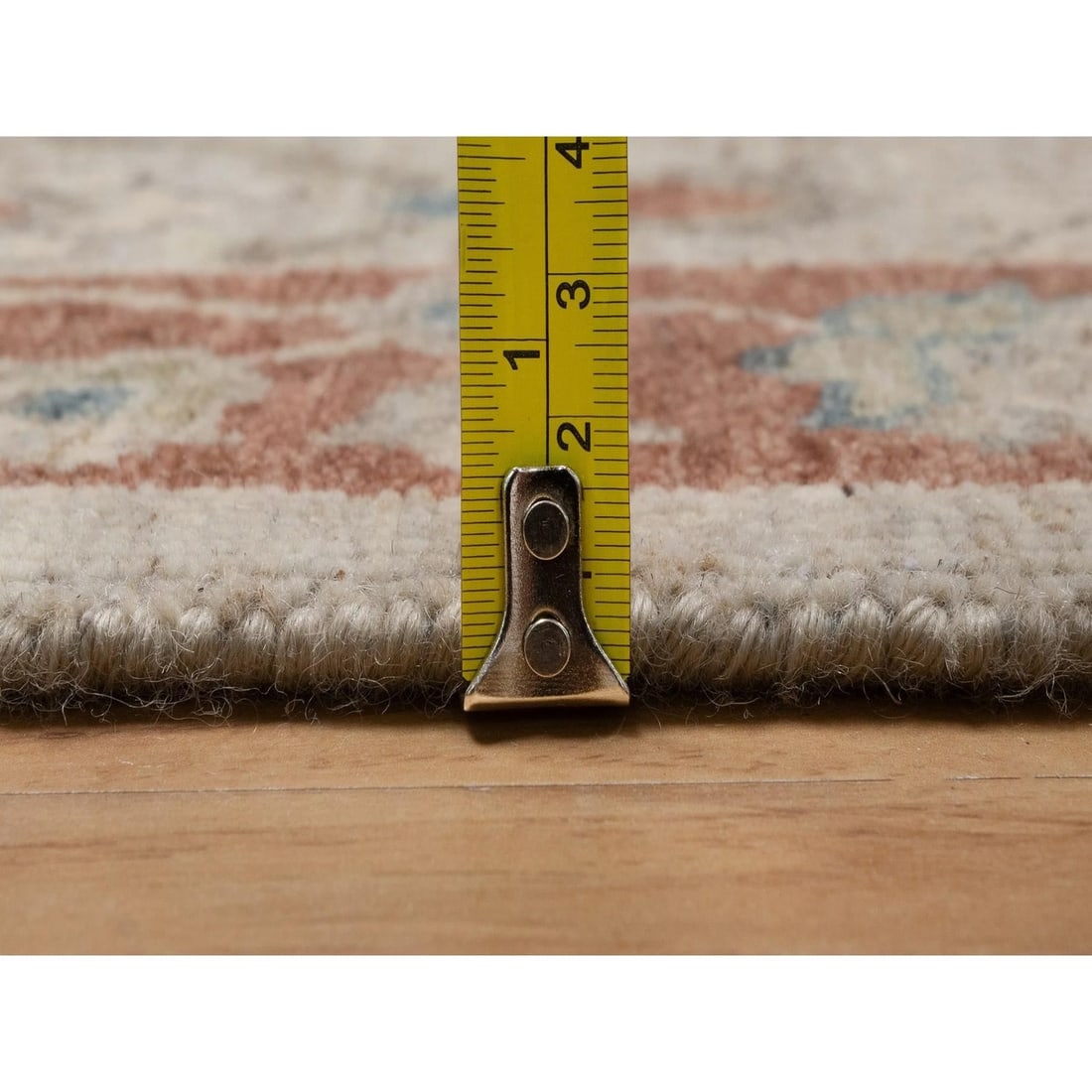 Rug 2'2"x3'1" Beige Broken Pattern Oushak Design Hand Knotted Wool Sample - 7