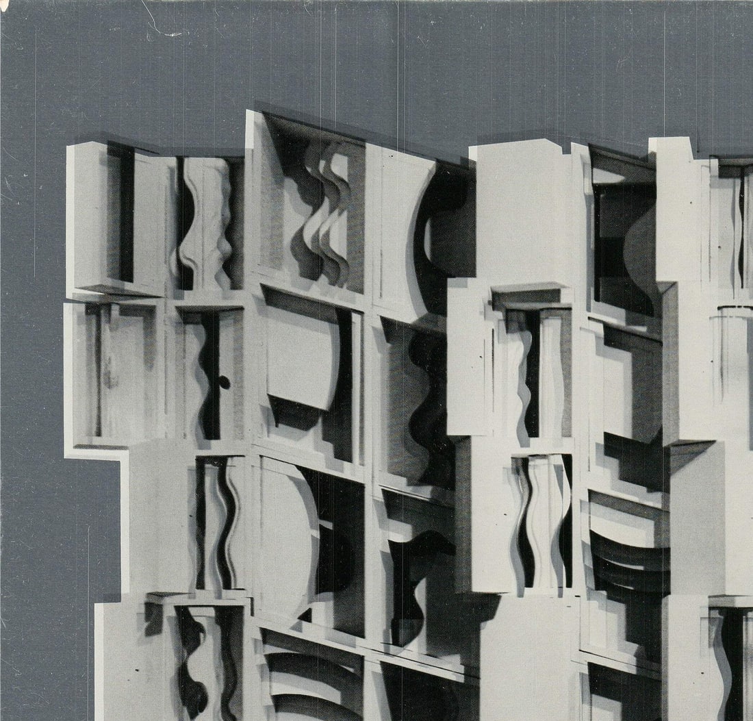 No Text 13" x 13.75" Foil Print 1977 - LOUISE NEVELSON At Pace Columbus (Silver) - 2