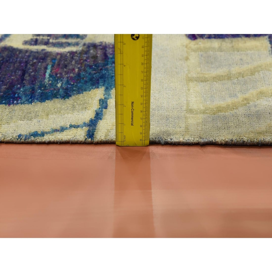 Rug 8'8"x12'1" Blue The Empire State Building Silk & Wool Hand Oriental - 10