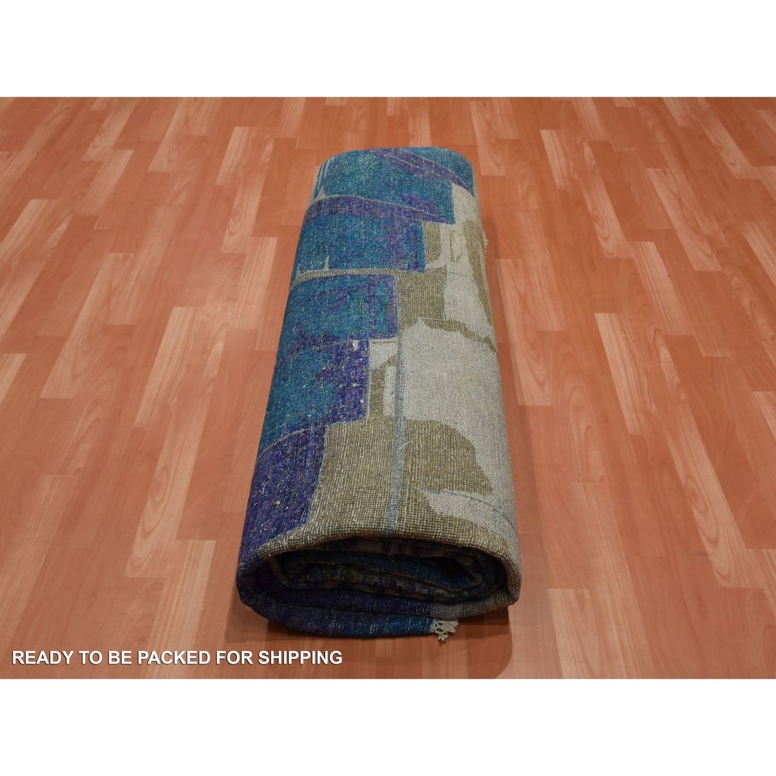 Rug 8'8"x12'1" Blue The Empire State Building Silk & Wool Hand Oriental - 9