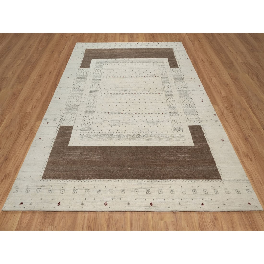 Rug 7'9"x9'8" Ivory Soft & Pure Wool Lori Buft Modern Design Hand Knotted - 2