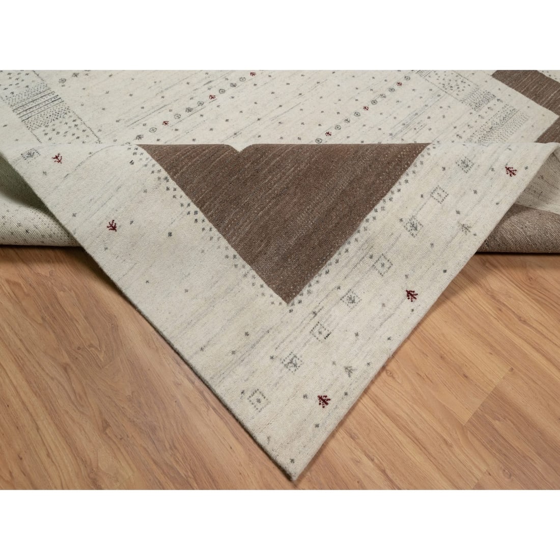 Rug 7'9"x9'8" Ivory Soft & Pure Wool Lori Buft Modern Design Hand Knotted - 6