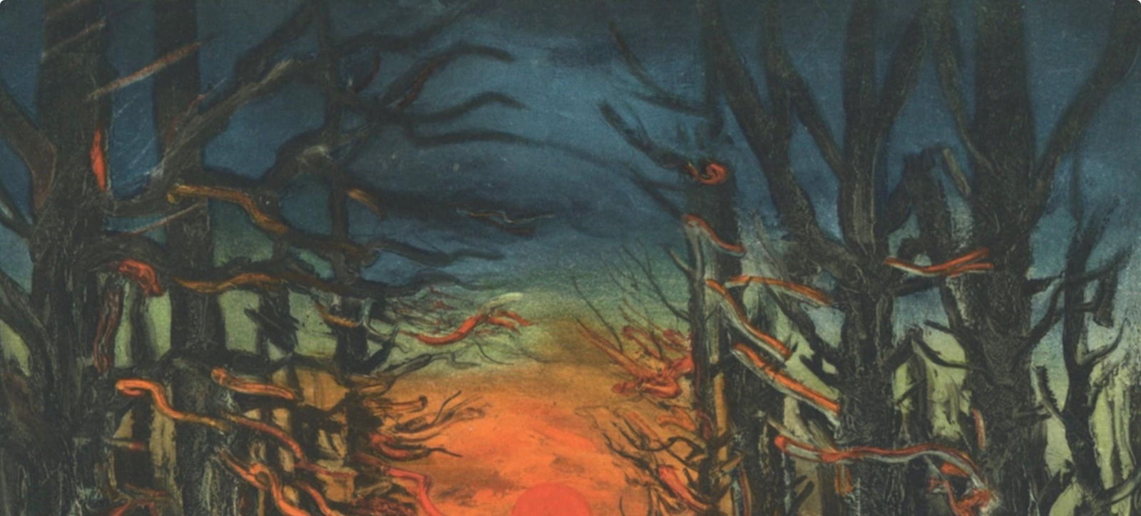 Lithograph - Maurice de Vlaminck - Coucher de soleil Fort de Senonches - Vlaminck - Signed - 3