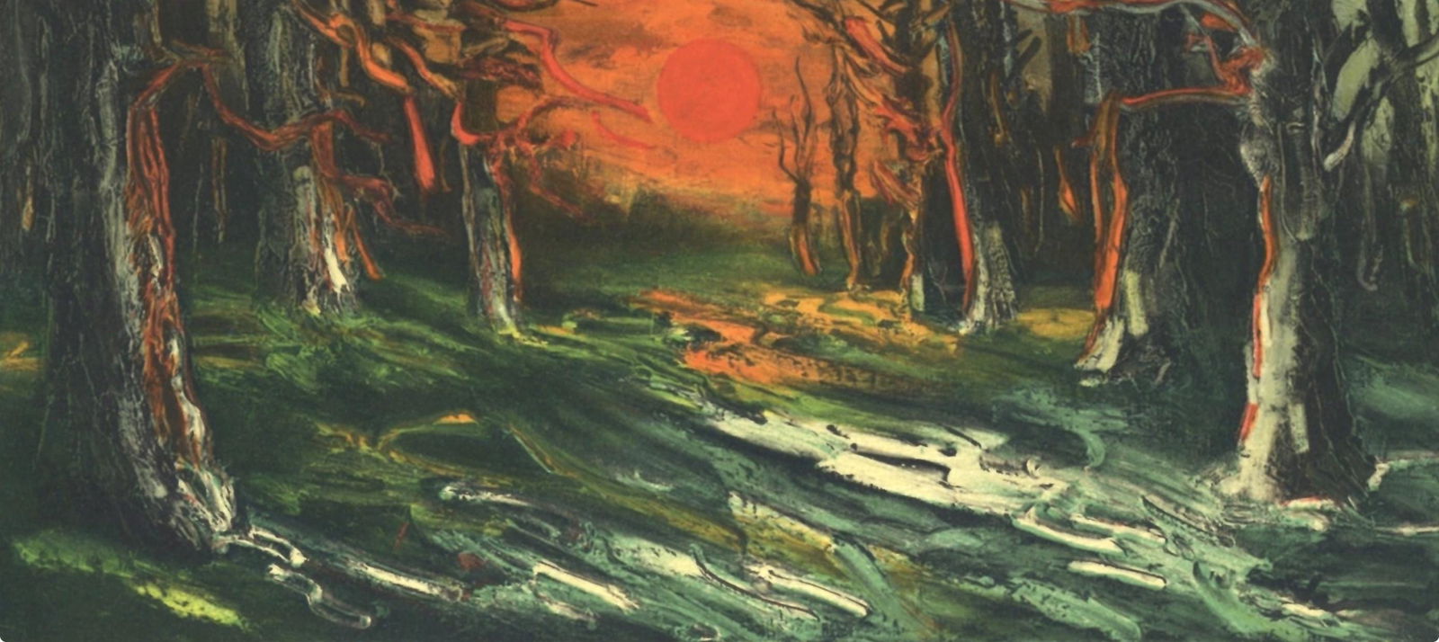 Lithograph - Maurice de Vlaminck - Coucher de soleil Fort de Senonches - Vlaminck - Signed - 4