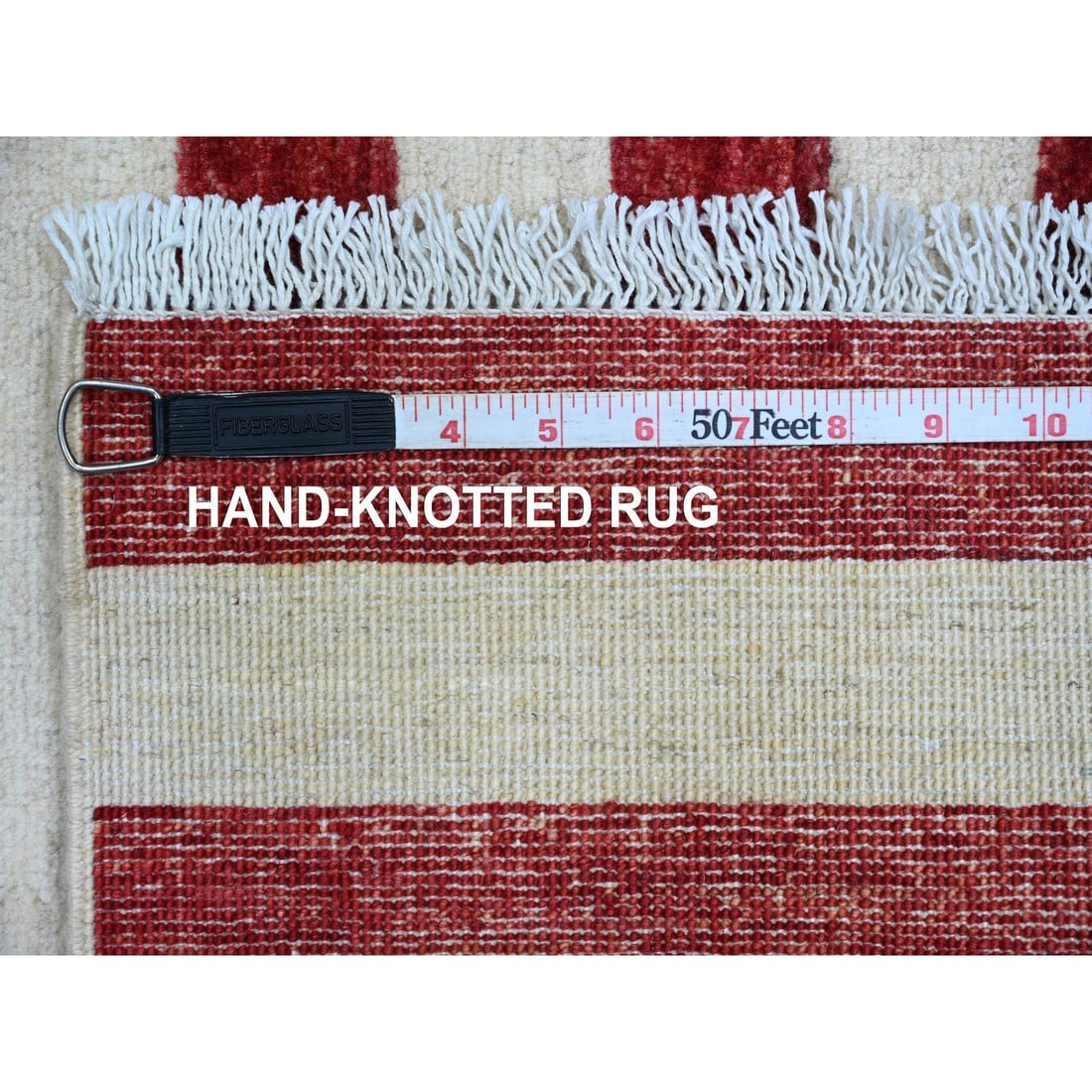 Rug 2'6"x4' Red American Flag Hand Knotted All Wool Peshawar Wall Hanging - 6