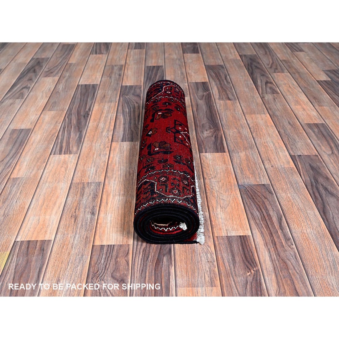 Rug 2'2"x5'4" Red Afghan Khamyab Tribal Design All Wool Hand Knotted Runner - 5