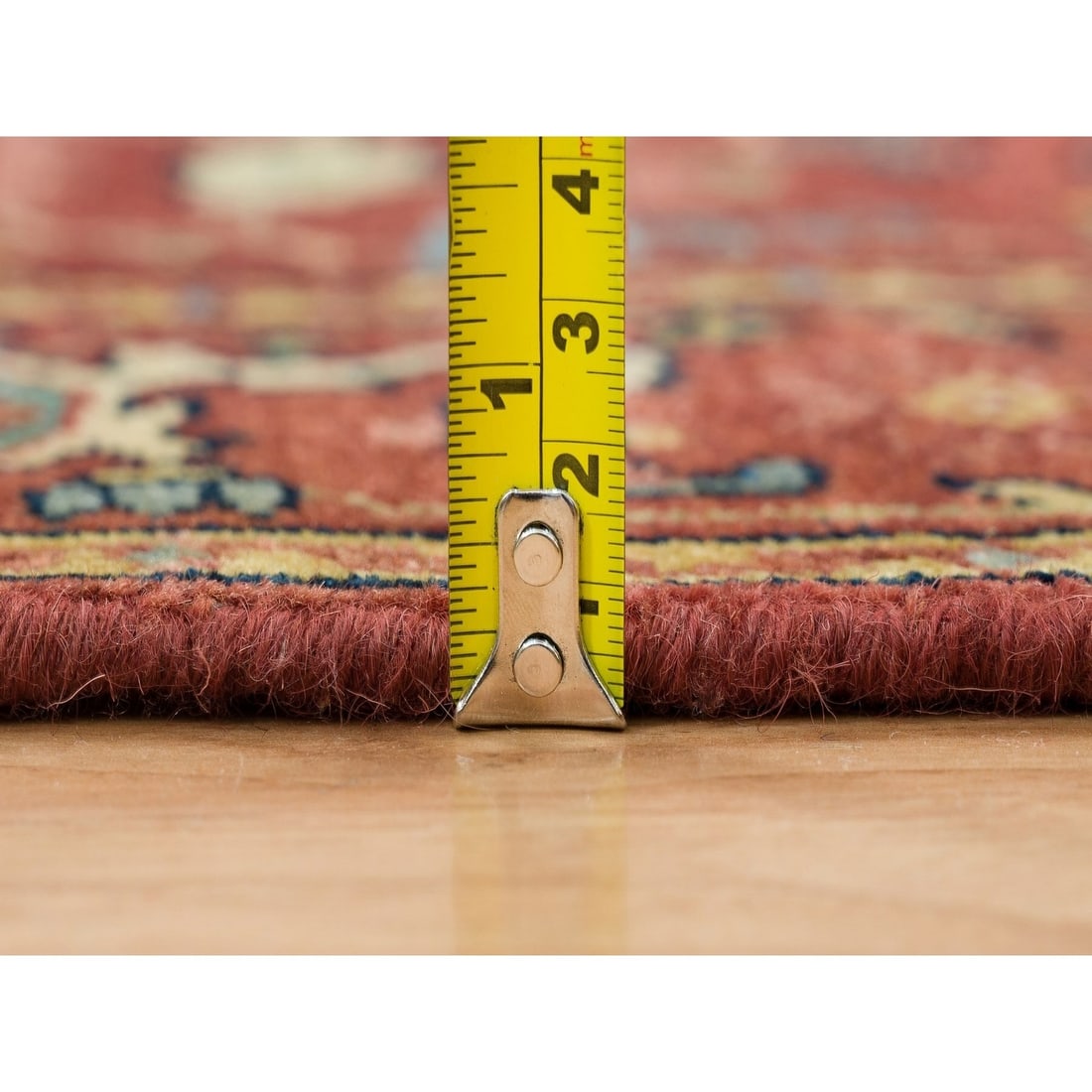 Rug 2'6"x10'1" Red Hand Knotted Fine Heris Re-Creation Wool Runner - 7