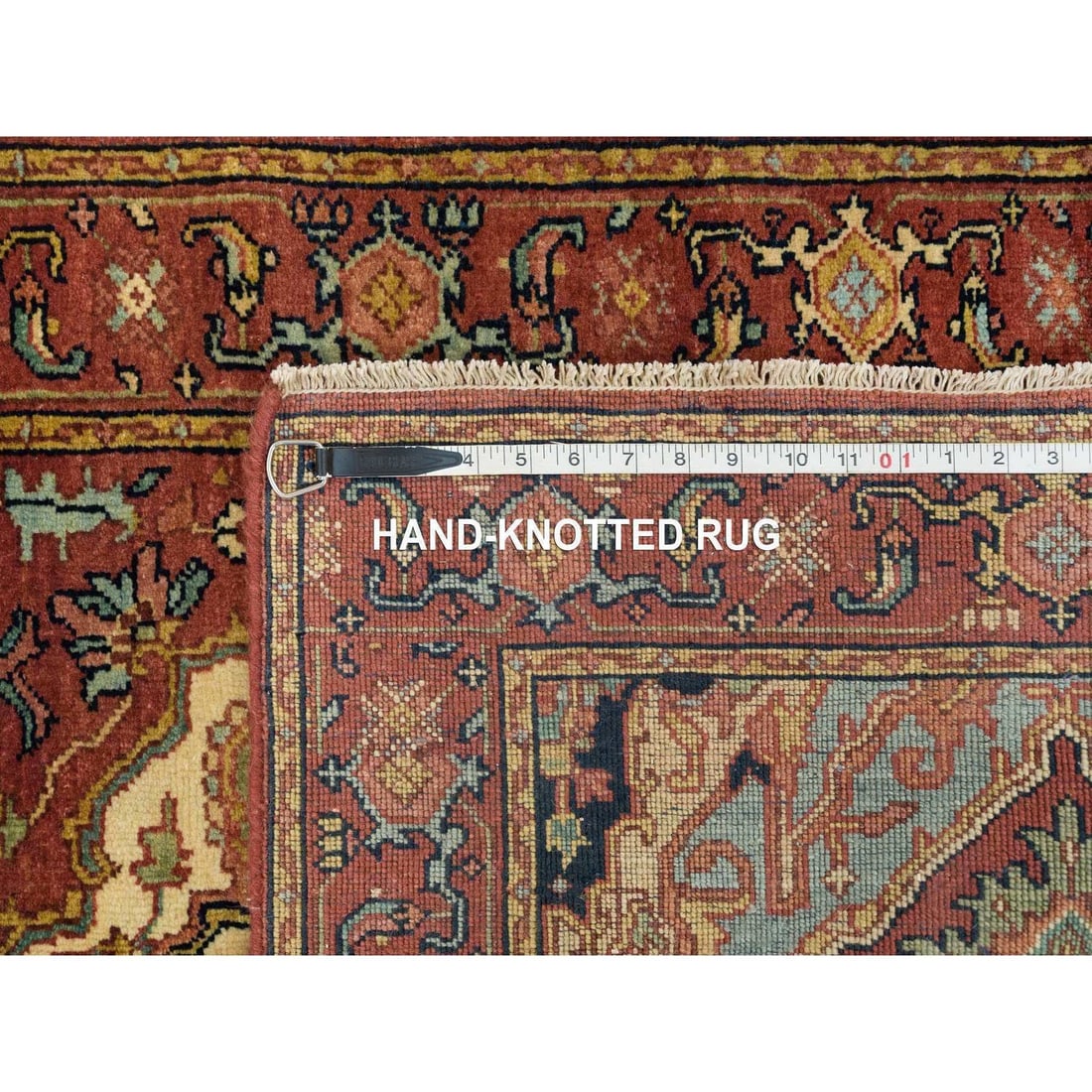 Rug 2'6"x10'1" Red Hand Knotted Fine Heris Re-Creation Wool Runner - 8