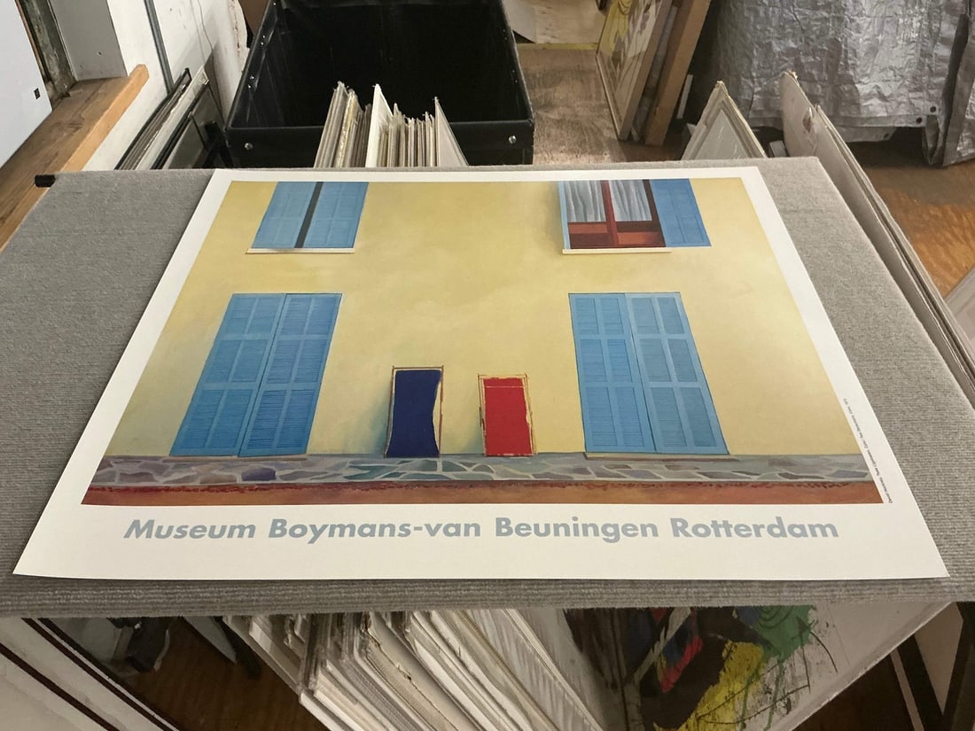 Art DAVID HOCKNEY Two Deckchairs Calvi 30" x 33" Poster 1985 Pop - 5