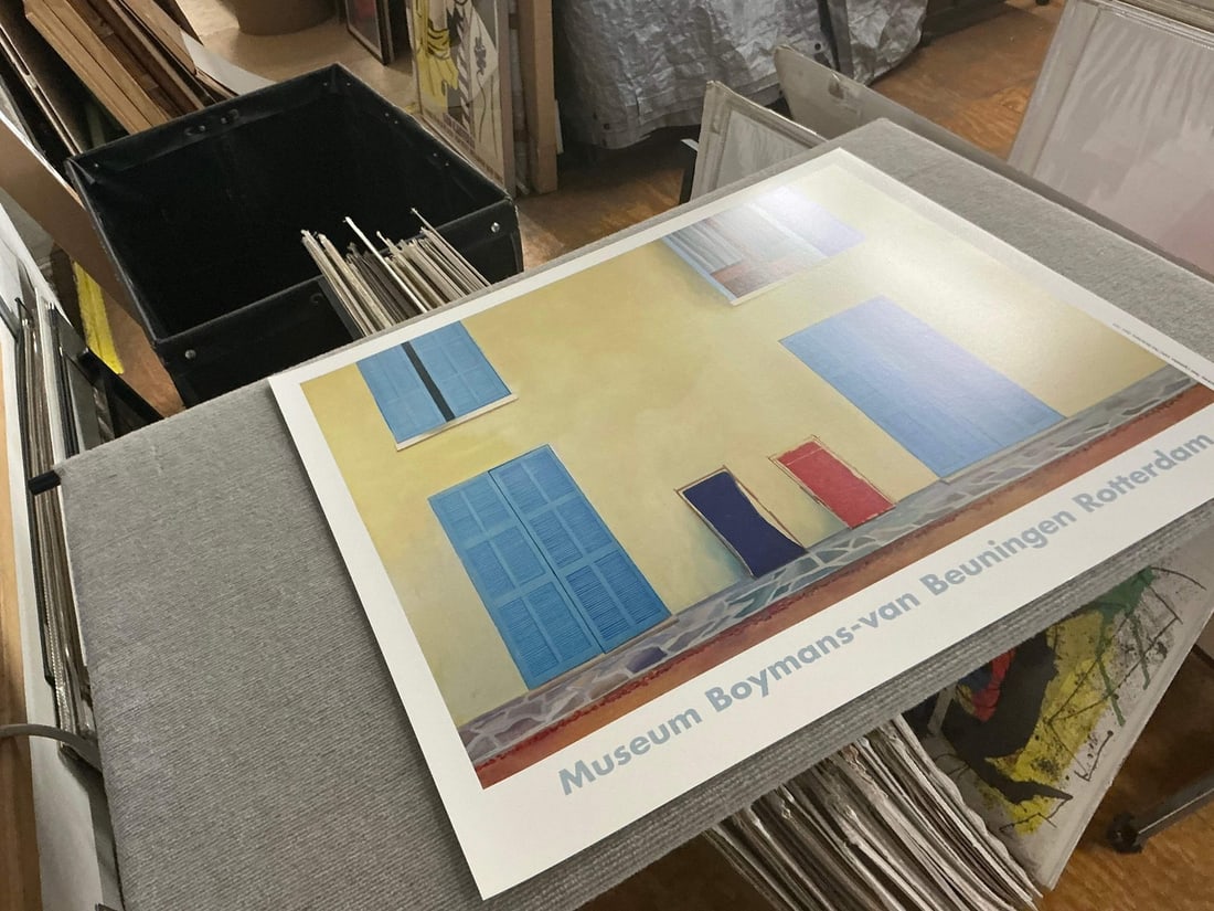 Art DAVID HOCKNEY Two Deckchairs Calvi 30" x 33" Poster 1985 Pop - 6