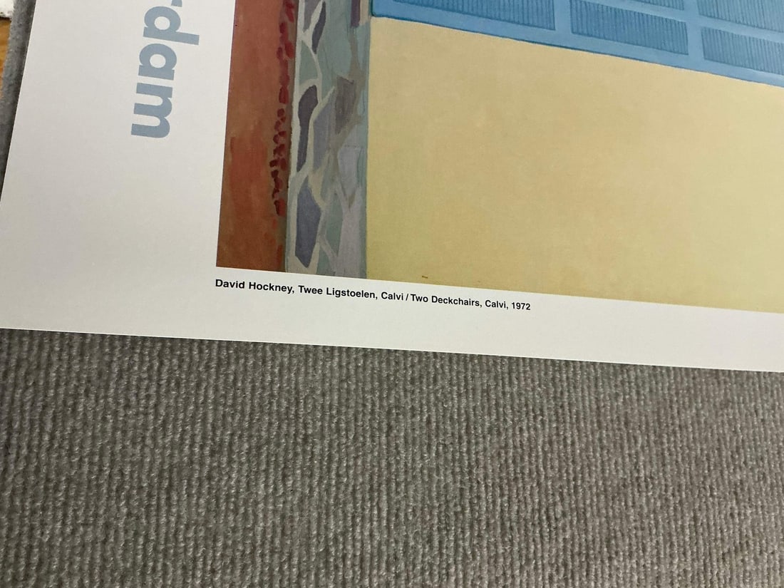 Art DAVID HOCKNEY Two Deckchairs Calvi 30" x 33" Poster 1985 Pop - 8
