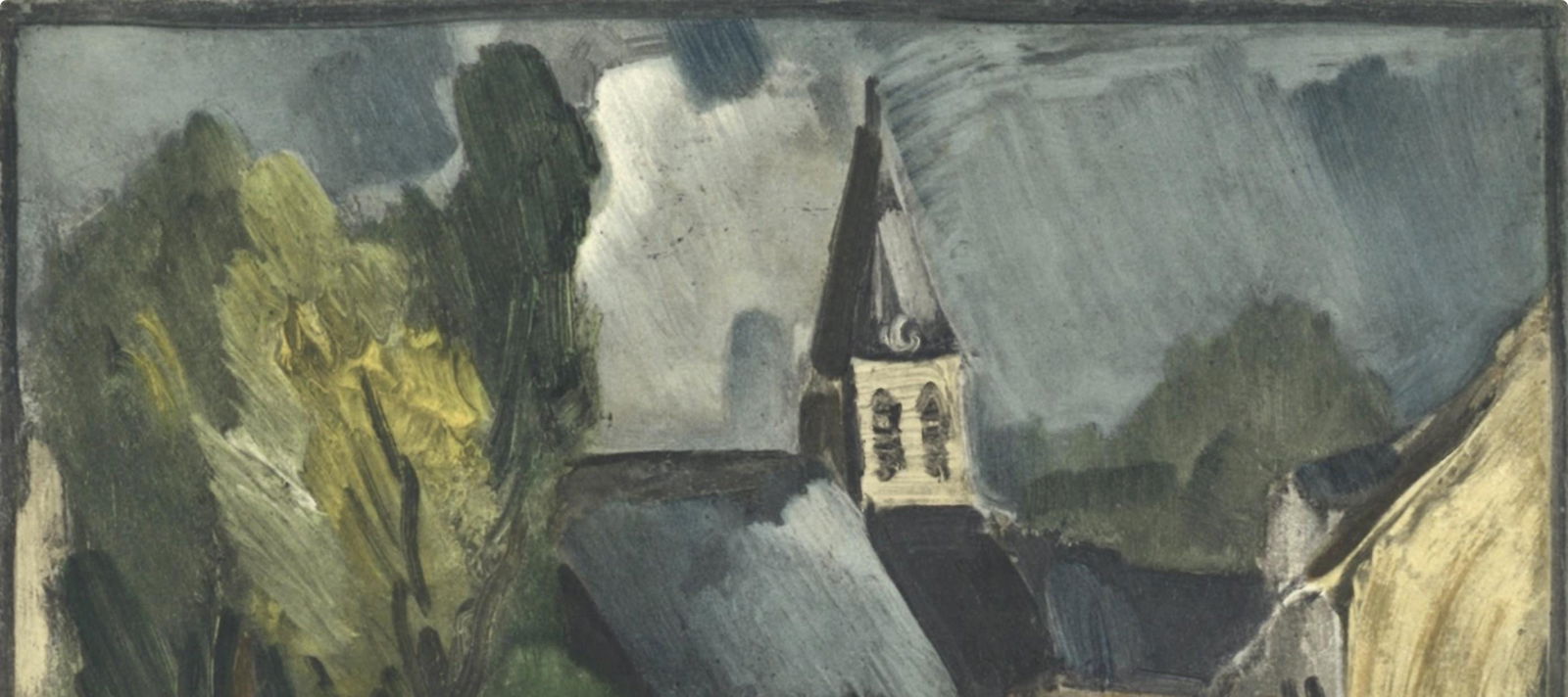 Lithograph - Maurice de Vlaminck - L'glise de Bougival - Vlaminck - Signed - 3