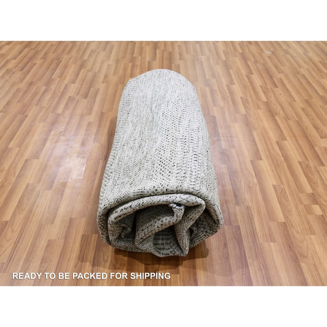 Rug 10'x10' Sea Gray Hand Knotted Round Pure Undyed Wool Grass Design - 9