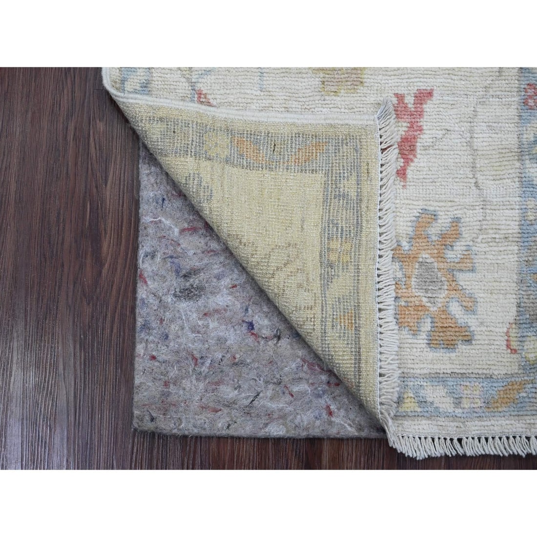 Rug 2'x3' White Afghan Angora Oushak Floral Pattern Hand Knotted Wool Mat - 2