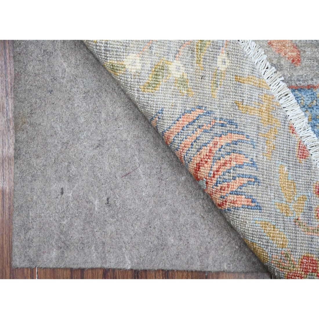 Rug 5'x5' Daphne Gray Hand Knotted Peshawar Birds of Paradise Wool Round - 2