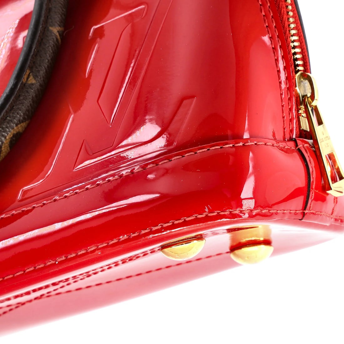 BB Louis Vuitton Alma Handbag Vernis with Monogram Canvas - 7