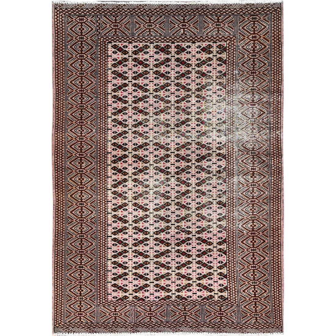 Rug 4'4"x6'1" Pink Vintage Tourkaman Worn Wool Hand Knotted Oriental: Rug 4'4"x6'1" Pink Vintage Tourkaman Worn Wool Hand Knotted Oriental This listing features Rug 4'4"x6'1" Pink Vintage Tourkaman Worn Wool Hand Knotted Oriental. Item specifics are provided below. Item