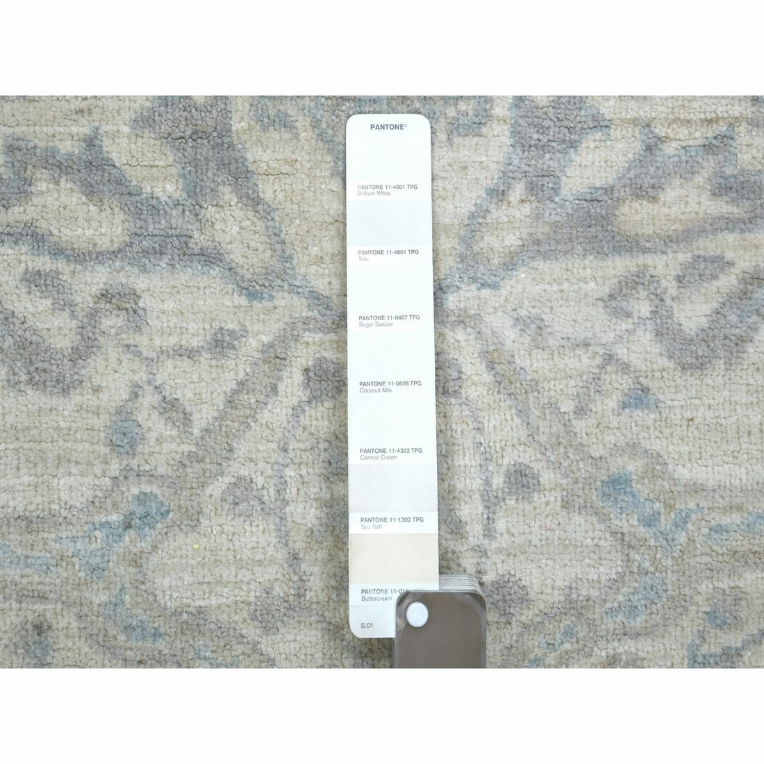 Rug 3'9"x6' Ivory Pure Wool Natural Dyes Hand Knotted Stone Wash Peshawar - 3