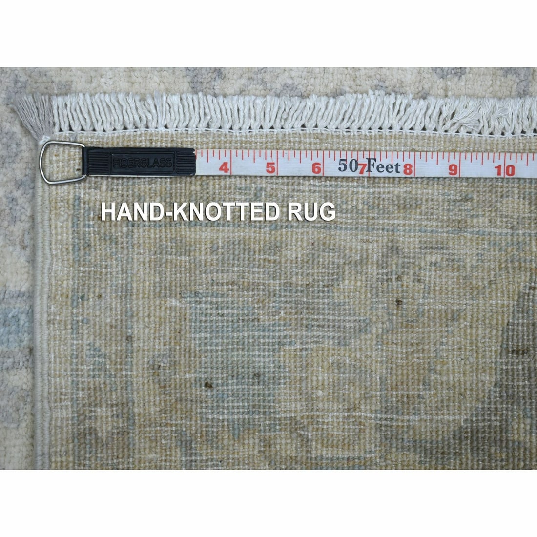 Rug 3'9"x6' Ivory Pure Wool Natural Dyes Hand Knotted Stone Wash Peshawar - 6