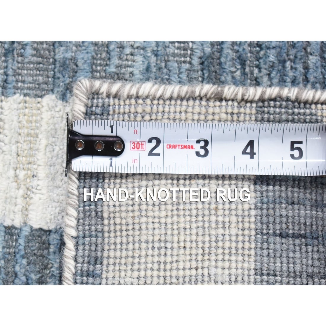 Rug 2'1"x3'2" Ivory Modern Design Silk with Wool Hand Knotted Mat - 6