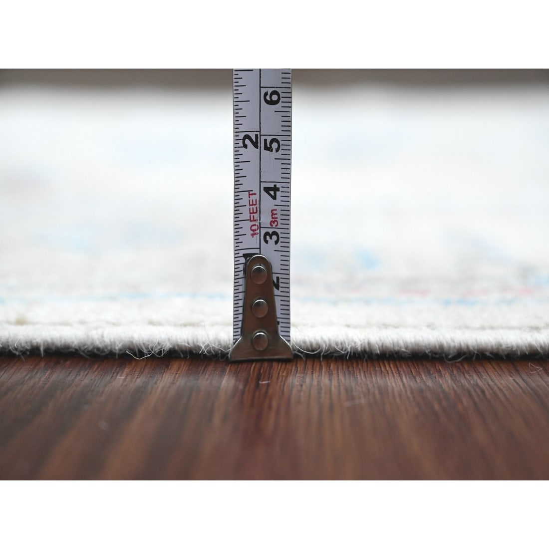 Rug 2'10"x11'7" White Hand Knotted Angora Oushak Leaf Design Wool Runner - 5