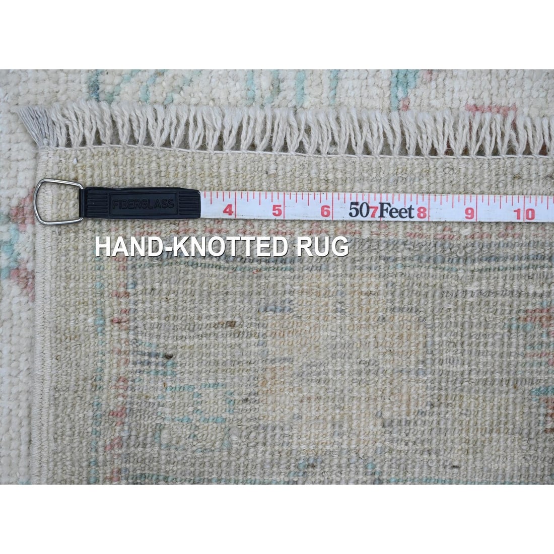 Rug 2'10"x11'7" White Hand Knotted Angora Oushak Leaf Design Wool Runner - 6