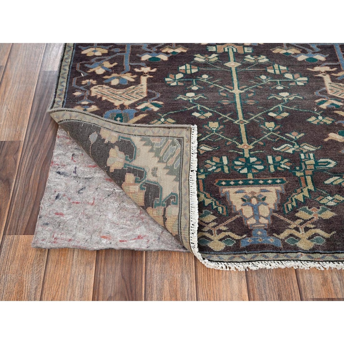 Rug 3'1"x9'4" Brown Vintage Zoroastrian Khamadan Wool Hand Knotted Runner - 3