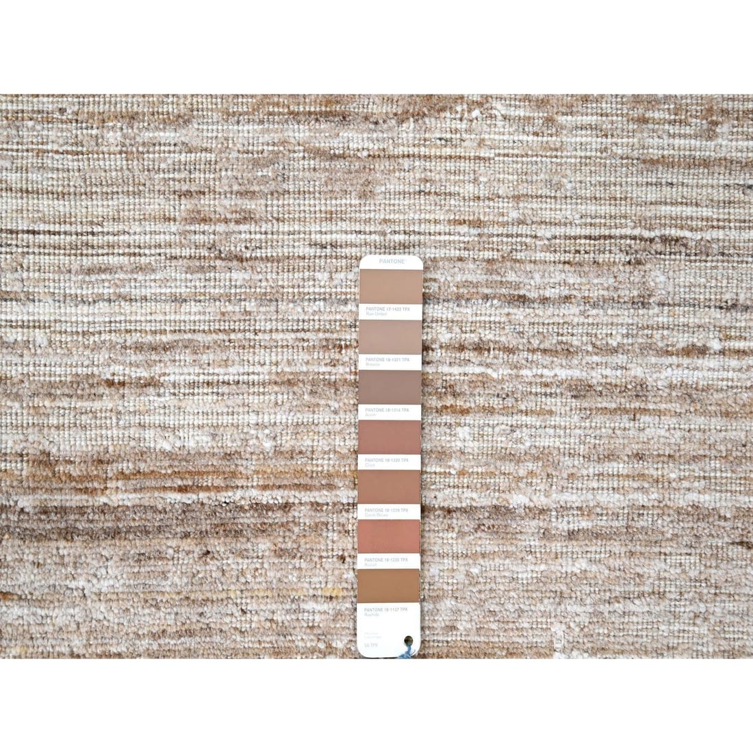 Rug 8'x10' Shades of Brown Hand Loomed Wool and Bamboo Silk Modern Design - 7