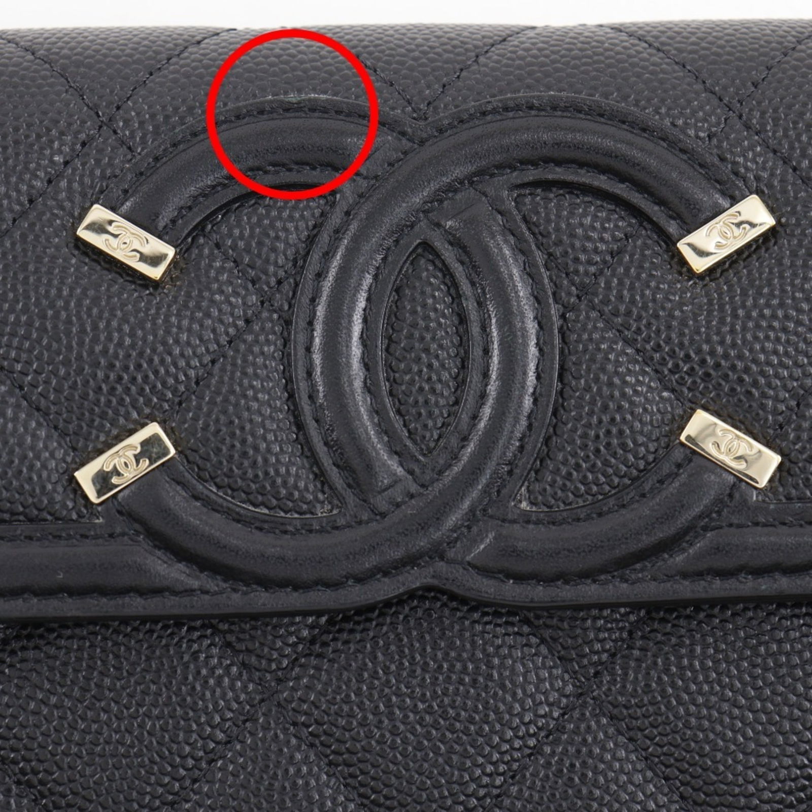 Calfskin Chanel Long Wallet (Bi-Fold) Grained - 9