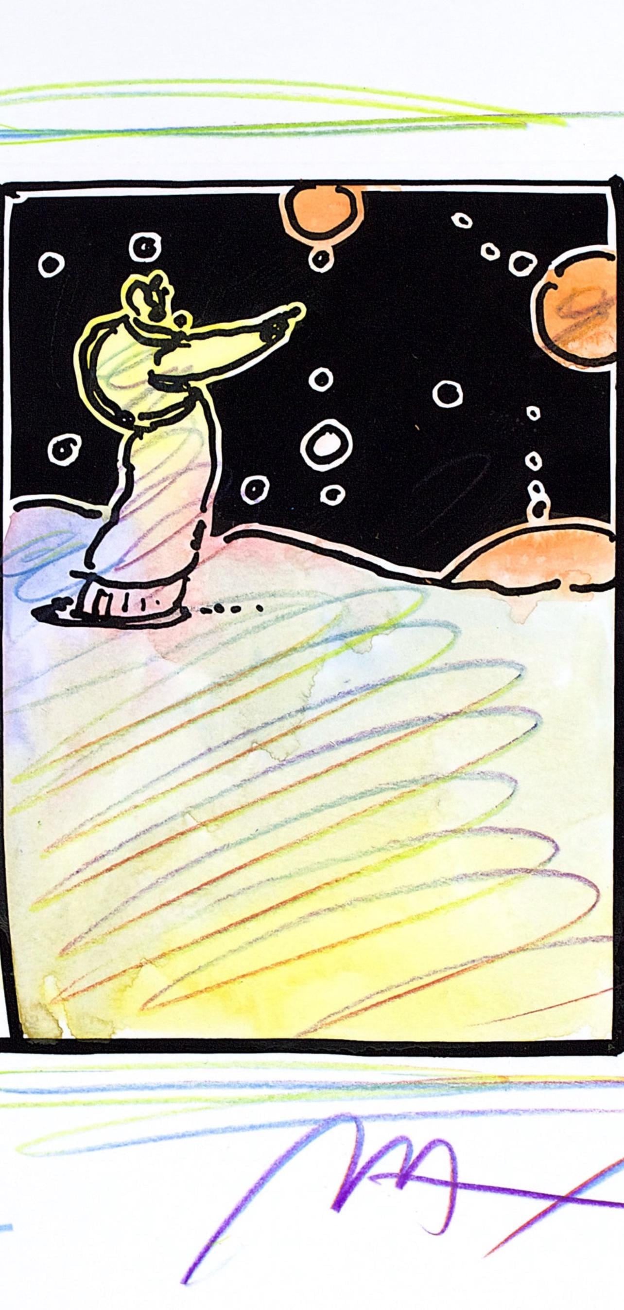 Official Edition Mixed Media - Peter Max - Sage - Black and White Series - Hand Signed - 2