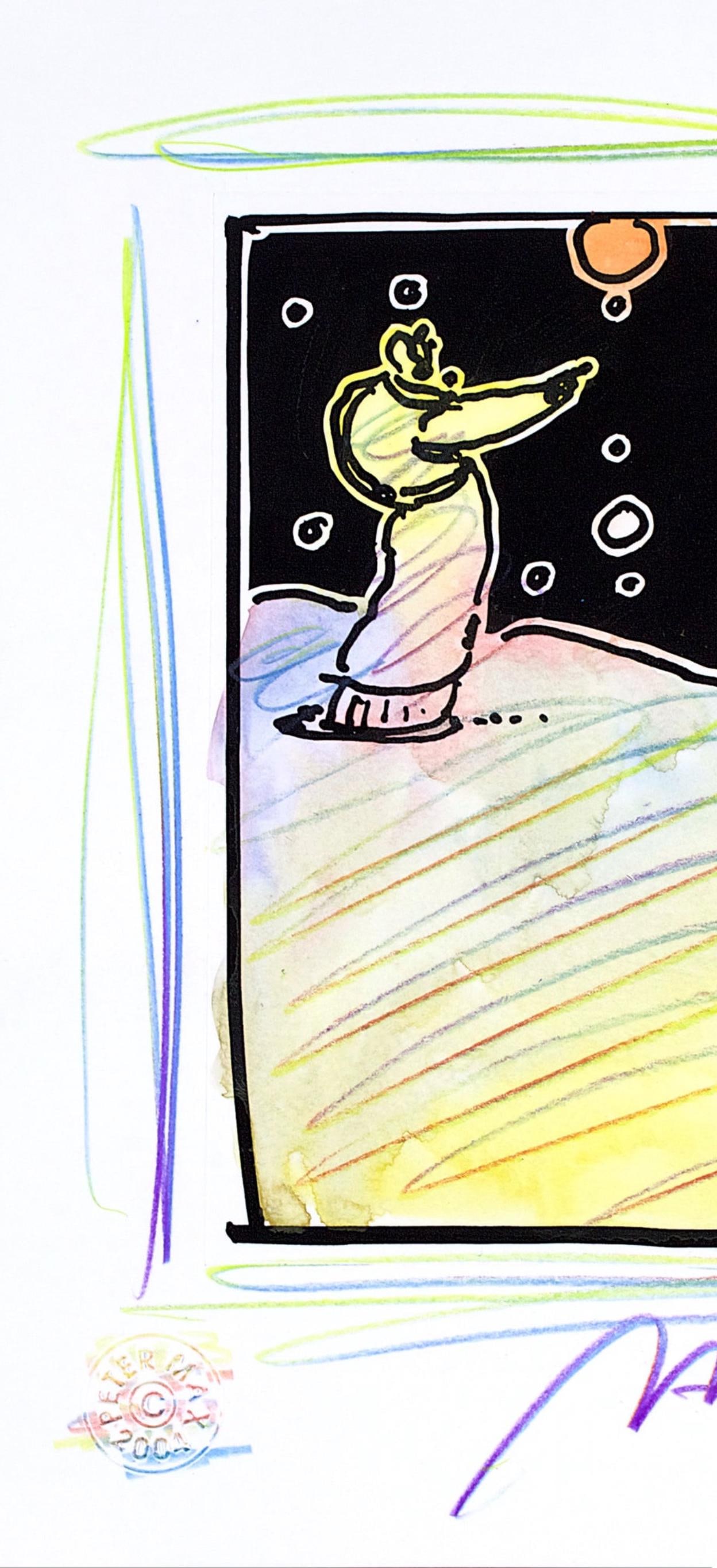 Official Edition Mixed Media - Peter Max - Sage - Black and White Series - Hand Signed - 3