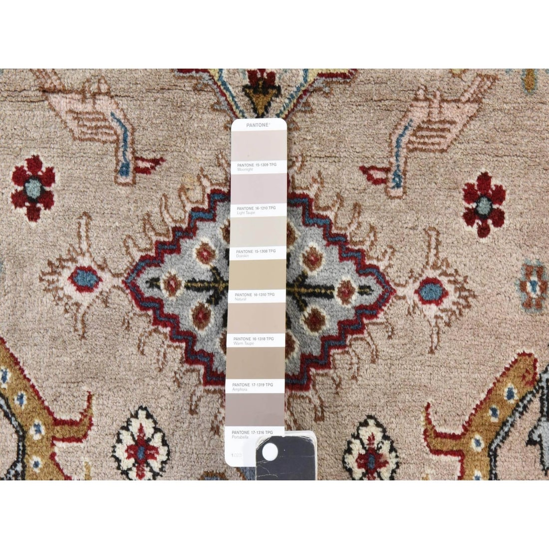 Rug 5'8"x9'3" Beige Vintage Zoroastrian Tebraz 100% Wool Hand Knotted Soft - 4