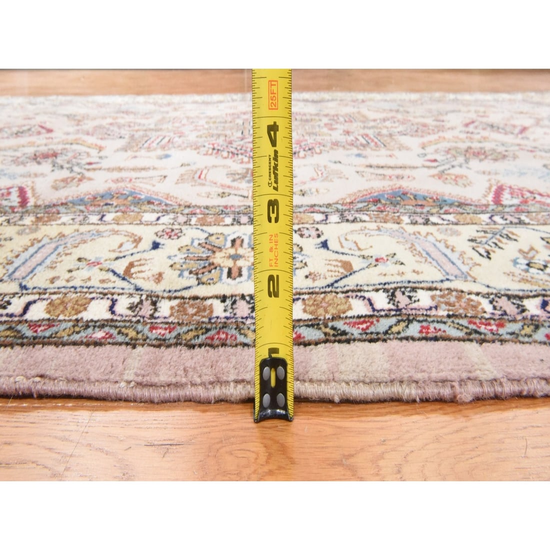 Rug 5'8"x9'3" Beige Vintage Zoroastrian Tebraz 100% Wool Hand Knotted Soft - 7